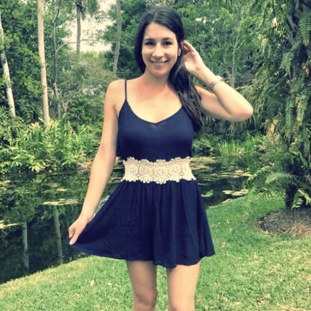 Rosette - See Thru Crochet Lace Waist Romper - Picture 4 of 4